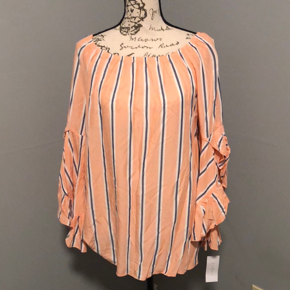 Fever Orange and Blue Blouse Vibrant and Stylish